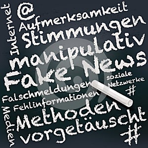 Blackboard and chalk with fake news in Germany