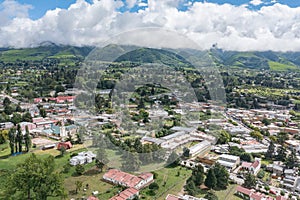 Tafi del Valle town in Tucuman Argentina seen from a drone