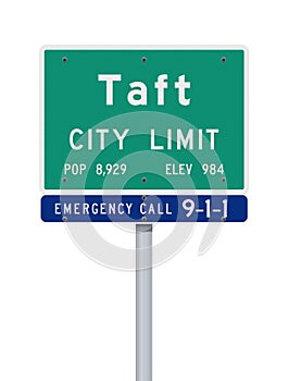 Taft City Limit road sign