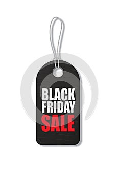 Tag with Black Friday Sale text isolated on white background. Black friday sale vector illustration.