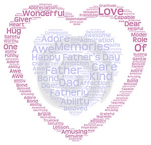 Tag cloud of father's day in double heart shape
