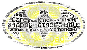 Tag cloud of father's day in the shape of batman symbol