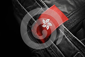 Tag on dark clothing in the form of the flag of the Hong Kong