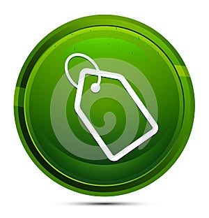 Tag icon glassy green round button illustration