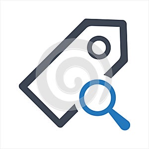 Tag search icon. Vector and glyph