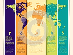 Tag set with scribbled world map