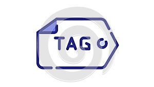 Tag tagging seo keyword single isolated icon with dash or dashed line style