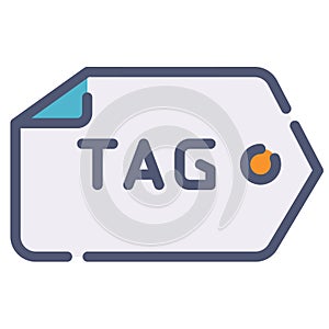 Tag tagging seo keyword single isolated icon with flat dash or dashed style