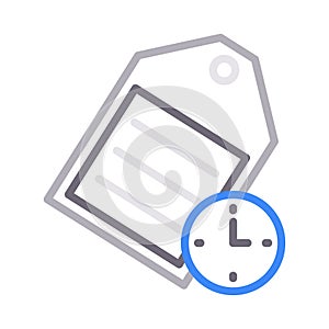 Tag time thin color line vector icon