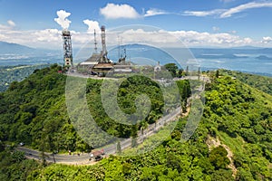 Tagaytay, Cavite, Philippines - Aerial of People\'s Park in the sky perched atop Mount Sungay overlooking Taal volcano