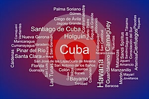 Tagcloud of the most populous cities in Cuba