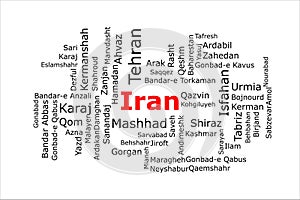 Tagcloud of the most populous cities in Iran photo