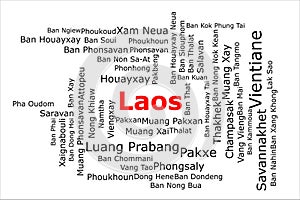 Tagcloud of the most populous cities in Laos