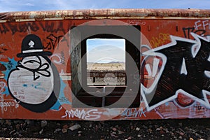 Tagged Abandoned Train photo