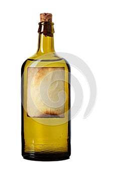 Tagged bottle with transparent liquid photo