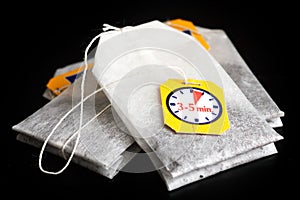 Tagged teabags with string.