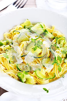 Tagliatelle with baby zucchini