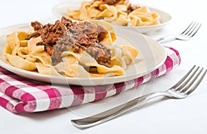 Tagliatelle with Bolognese Sauce.