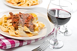 Tagliatelle with Bolognese Sauce.