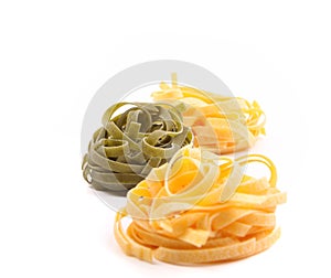 Tagliatelle paglia e fieno tipycal italian pasta photo