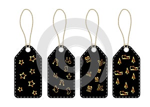 Tags cards with lanyard and Christmas symbols