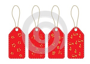 Tags with cord and Christmas symbols