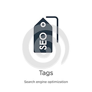 Tags icon vector. Trendy flat tags icon from search engine optimization collection isolated on white background. Vector