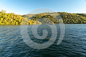 Tagus river that borders Portugal and Spain between the towns of Malpica do Tejo and the town of Herrera de AlcÃ¢ntara.