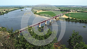 Tagus River, view of the bridge Dom Lus I from Portas do Sol, Santarem, Portugal photo