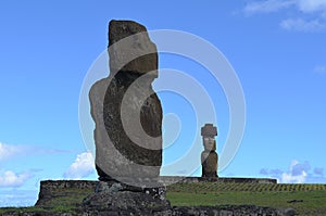 Moais at Ahu Tahai ceremonial complex near Hanga Roa, Rapa Nui Easter Island