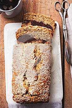 Tahini, chocolate, sesame banana loaf