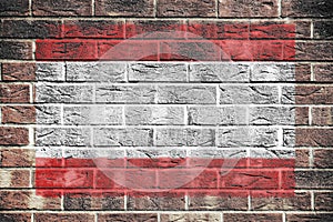 Tahiti flag on a brick wall background