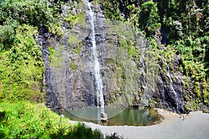 Waterfall, Tahiti island, French polynesia, close to Bora-Bora