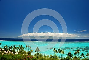 Tahiti view from Moorea. French Polynesia