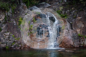 Tahiti waterfall in Geres National Park, in Portugal