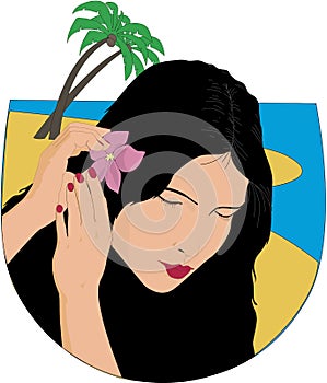 Tahitian Woman Vector Illustration