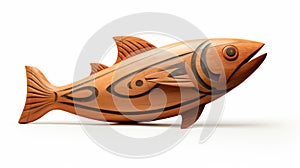 Native American-inspired Wood Carving Of A Fish photo