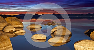 Tahoe Boulders at Sunset photo