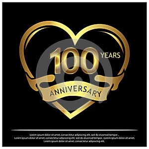 100 years anniversary golden. anniversary template design for web, game ,Creative poster, booklet, leaflet, flyer, magazine, invit photo