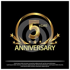 Five years anniversary golden. anniversary template design for web, game ,Creative poster, booklet, leaflet, flyer, magazine, invi