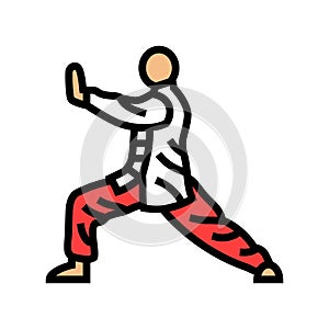 tai chi practice taoism color icon vector illustration