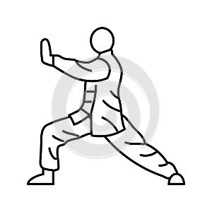 tai chi practice taoism line icon vector illustration