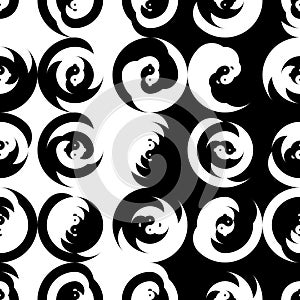 Tai Ji style white black seamless pattern photo