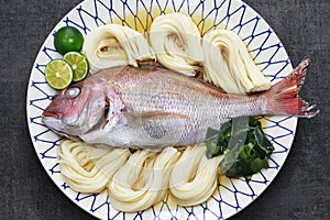 Tai somen, Japanese sea bream noodles photo