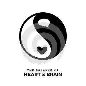 Taichi Symbol with Brain and Heart Sign. Balance Concept photo