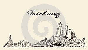 Taichung City skyline Taiwan vector linear style