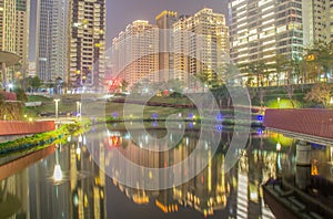 Taichung Skyline Brightly Lit at Night