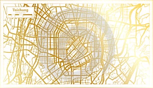 Taichung Taiwan City Map in Retro Style in Golden Color. Outline Map