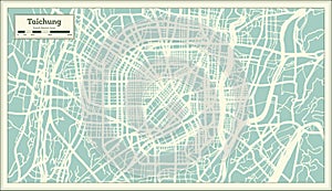 Taichung Taiwan City Map in Retro Style. Outline Map