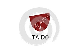 Taido (way of the body) sport vector line icon. sportman, fighting stance.